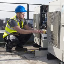 service technician for Dimplex Thermal checking on chiller, chiller service technician